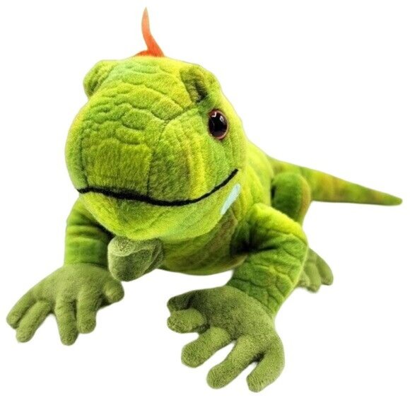 Wild Republic Cuddlekins Realistic Iguana Plush Green Orange 24" Lizard Reptile - Picture 2 of 12